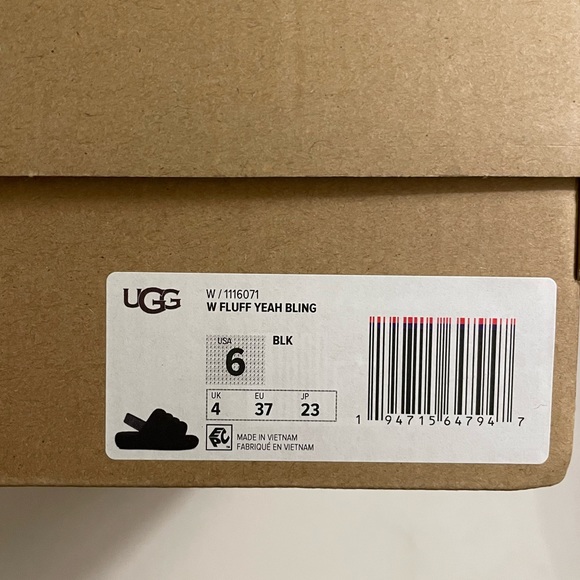 NEW in Box Ugg Slippers Fluff Yeah Bling Black in Size 6 - Picture 13 of 13